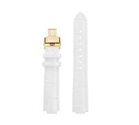 MBUIOPJ Bright Genuine Leather Watchband Compatible With Cartier Blue Balloon Cowhide Quick Release Watch Strap 14mm 16mm 18m Convex Female Bracelet(White-gold Folding,16-8mm)