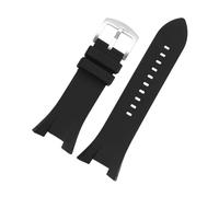 MBUIOPJ Compatible With Armani Ax1803 1802 1050 Silicone Watch Strap Waterproof Sports Rubber Wrist Band Men's Black Watchband Accessories 31.14mm(Black steel)