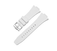 MBUIOPJ Compatible With Tissot PRX Series T137.407/T137.410 Super Player Rubber Silicone Quick Release Watch Band Bracelet 26-12mm(White Silver buckle)