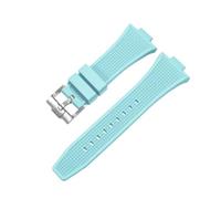 MBUIOPJ Compatible With Tissot PRX Series T137.407/T137.410 Super Player Rubber Silicone Quick Release Watch Band Bracelet 26-12mm(Light blue Silver)
