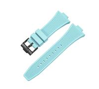 MBUIOPJ Compatible With Tissot PRX Series T137.407/T137.410 Super Player Rubber Silicone Quick Release Watch Band Bracelet 26-12mm(Light blue Black)