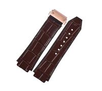 MBUIOPJ Cowhide Watch Compatible With HUBLOT Hengbao Yubo Classic Fusion Big Bang Silicone Leather Chain Men's Wrist 26-19mm(Brown gold)