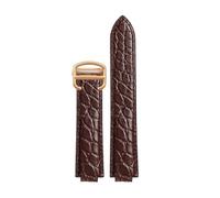 MBUIOPJ Crocodile Leather Strap Compatible With Cartier Blue Balloon W69016Z4 W692046 Men Women Soft Genuine Leather Round Stripe Strap(Brown-Rosegold,22-14mm)