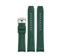 MBUIOPJ Fluororubber Watch Strap Compatible With Longines Omega Mido Tissot Rolex Water Ghost Arc Mouth Silicone Bracelet 20mm(Green-silver,18mm)