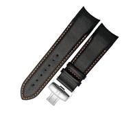 MBUIOPJ Genuine Calf Leather Watchband Watch Band Strap Compatible With Tissot COUTURIER T035 T035617 627 T035439 Watch Band 22/23/24mm Brush Buckle(Black orange Silver,22mm)