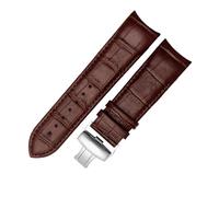 MBUIOPJ Genuine Calf Leather Watchband Watch Band Strap Compatible With Tissot COUTURIER T035 T035617 627 T035439 Watch Band 22/23/24mm Brush Buckle(Brown Silver,24mm)