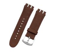 MBUIOPJ Genuine Leather Watch Band Compatible With Swatch IRONY YOS440 449 448 401G Watch Accessories Strap 23mm Men Watchband Bracelet Wrist(B Brown,23mm silver clasp)