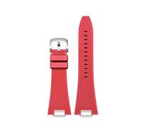MBUIOPJ Quick release 27mm Silicone Watch Strap Compatible With Tissot PRX T137.407 T137.410 Fluorine Rubber Watchband men's Bracelet(Red-silver)