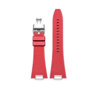 MBUIOPJ Quick release 27mm Silicone Watch Strap Compatible With Tissot PRX T137.407 T137.410 Fluorine Rubber Watchband men's Bracelet(Red-silver3)