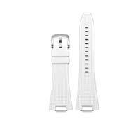 MBUIOPJ Quick release 27mm Silicone Watch Strap Compatible With Tissot PRX T137.407 T137.410 Fluorine Rubber Watchband men's Bracelet(White-silver)