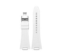 MBUIOPJ Quick release 27mm Silicone Watch Strap Compatible With Tissot PRX T137.407 T137.410 Fluorine Rubber Watchband men's Bracelet(White-silver2)