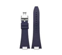 MBUIOPJ Quick release 27mm Silicone Watch Strap Compatible With Tissot PRX T137.407 T137.410 Fluorine Rubber Watchband men's Bracelet(Blue-silver5)