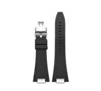 MBUIOPJ Quick release 27mm Silicone Watch Strap Compatible With Tissot PRX T137.407 T137.410 Fluorine Rubber Watchband men's Bracelet(Black-silver1)