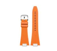 MBUIOPJ Quick release 27mm Silicone Watch Strap Compatible With Tissot PRX T137.407 T137.410 Fluorine Rubber Watchband men's Bracelet(Orange-silver)
