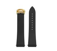MBUIOPJ Quick-release Fluoroelastomer Watch Strap Compatible With Cartier Santos W2SA0006 WGSA0037 WSSA0009 Dedicated Luoroelastomer Watch Band(Black-Gold,21mm-Width)