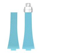 MBUIOPJ Quick Release Watch Band Compatible With Tissot PRX Series 11mm 12mm T137.407/T137.410 Super Player Fluororubber FKM Watch Strap Bracelet(LightBlue-silver,12mm)