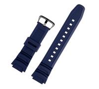 MBUIOPJ Rubber Strap Compatible With Casio Watch W-218h / F-108 AE1200 / 1000/1300 Resin Silicone Watch Band(Blue Black Buckle)