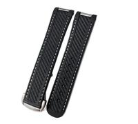 MBUIOPJ Rubber Watchband Compatible With Omega AT150 Seamaster 300 AQUA TERRA Diving Watches Straps Black Blue Silicone Watch Strap 20mm Bracelet(Black-White Line,20mm Gold Buckle)