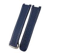 MBUIOPJ Rubber Watchband Compatible With Omega AT150 Seamaster 300 AQUA TERRA Diving Watches Straps Black Blue Silicone Watch Strap 20mm Bracelet(Blue-White Line,20mmRoseGold Buckle)
