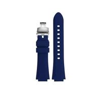 MBUIOPJ Silicone Rubber Watchband Compatible With Oris Aquis 7330 7740 Striped Watch Band Convex Strap Wristband Black Blue 24x11mm 24x12mm(Blue silver,24-12mm)