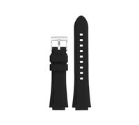 MBUIOPJ Silicone Rubber Watchband Compatible With Oris Aquis 7330 7740 Striped Watch Band Convex Strap Wristband Black Blue 24x11mm 24x12mm(Black silver pin,24-11mm)