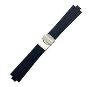 MBUIOPJ Silicone Rubber Watchband Compatible With Oris Aquis 7330 7740 Watch Band 22x12mm 24x11mm 24x12mm Convex Strap Wristband Black Blue(Black silver,24mm-11mm)