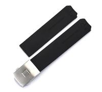 MBUIOPJ Silicone Strap Compatible With Tissot 1853 Tengzhi T-Touch Original T013 Rubber Watch Band T047T081T33 Men's Bracelet Accessories 20mm 21mm(Black silver,20mm)