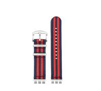 MBUIOPJ Soft Nylon WatchBand Compatible With Swatch 21m Breathable Watch Strap Sports Replacement Wrist Bracelet Men Women Metal Adapter Accessories(A19 blue red Silver)