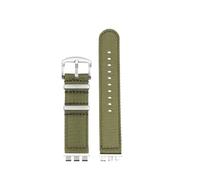 MBUIOPJ Soft Nylon WatchBand Compatible With Swatch 21m Breathable Watch Strap Sports Replacement Wrist Bracelet Men Women Metal Adapter Accessories(A2 Army Green Silver)