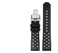 MBUIOPJ Soft Silicone Watch Strap Compatible With Tag Heuer Racing F1 WAZ2113 Sports Watch Series Accessories Rubber Men Watch Band 22mm Bracelet(A-Black-silver)