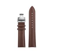 MBUIOPJ Universal Genuine Leather Watch Strap Compatible With Casio Green Water Ghost EFV-600CL EFR-303 EFV540/506/EFS-S500/510 Wacthband 20mm 22mm(Brown-Silver,22mm)