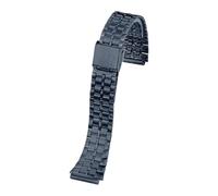 MBUIOPJ Vintage Small Square Metal Watch Band Compatible With CASIO A159w-n1 A158WA A168 Strap Stainless Steel Bracelet 18mm Wristband Accessories(Five beads blue)