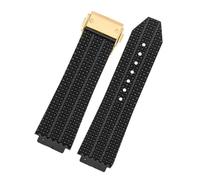 MBUIOPJ Watch Band Compatible With HUBLOT BIG BANG Silicone Waterproof Men Watch Strap Chain Watch Accessories Rubber Bracelet wristband 25mm*19mm(Black gold)