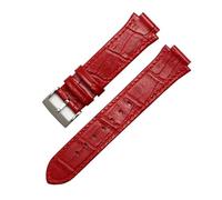 MBUIOPJ Watch Band Compatible With Swarovski Leather Watch Band Women 5027127 5027131 5080602 5096008 Series 21mm-14mm(Red Silver)