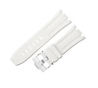 MBUIOPJ Watchband Compatible With Audemars And Piguet Royal Oak Strap Original AP 15710 26470 Silicone Rubber Sport Watch Strap 28mm Accessory(White Silver)