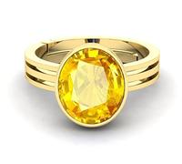 MBVGEMS 10.25ct Yellow Certified Unheated Untreated Natural PUKHRAJ Ring Gold Plated Adjustable Ring Certified A Natural for Men and Women (Lab Tested)
