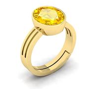 MBVGEMS 10.50 Carat Yellow Certified Unheated Untreated Natural PUKHRAJ Ring Gold Plated Adjustable Ring Certified A Natural for Men and Women (Lab Tested)