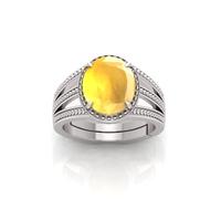 MBVGEMS 6.25 Ratti Certified AA Quality Natural Yellow Sapphire Pukhraj Gemstone Ring for Women Men Metal Sapphire