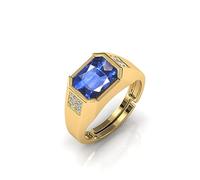 MBVGEMS Origi Certified Natural Blue Sapphire Ring 4.50 Carat Handmade with Beautiful Neelam Ring Gold Plated for Men and Women Metal Sapphire Metal Sapphire