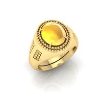 MBVGEMS Yellow Sapphire Ring 14.25 Ratti 13.00 Carat Certified AA Quality Natural Yellow Sapphire Pukhraj Gemstone Ring Gold for Men and Women, Metal, Sapphire