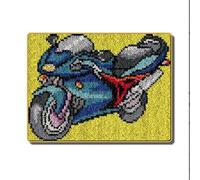 MBYSO Cartoon Motorbike Latch Hook Carpet Kits, 3D Carpet Embroidery Kits,Crochet Canvas Pattern Rug Craft Kits for Kids & Adults Beginners 50X 38cm