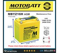 MBYZ16H MOTOBATT Quadflex AGM Bike Battery 12V 16Ah