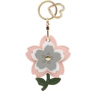 MC Fashion PU Leather Keychain Holder Case Compatible with AirTag, Cherry Flower GPS Tracker Case Charm Key Ring (Gray)