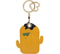 MC Fashion PU Leather Keychain Holder Case Compatible with AirTag, Creative Cactus GPS Tracker Case Charm Key Ring (Yellow)