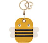 MC Fashion PU Leather Keychain Holder Case Compatible with AirTag, Cute Animal GPS Tracker Case Charm Key Ring (LOOK3-Bee)