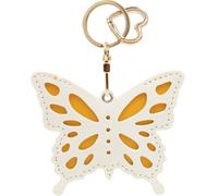 MC Fashion PU Leather Keychain Holder Case Compatible with AirTag, Cute Butterfly GPS Tracker Case Charm Key Ring (Yellow)