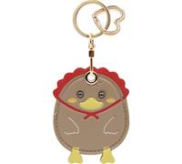 MC Fashion PU Leather Keychain Holder Case Compatible with AirTag, Cute Duckling GPS Tracker Case Charm Key Ring (Brown)
