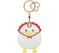MC Fashion PU Leather Keychain Holder Case Compatible with AirTag, Cute Duckling GPS Tracker Case Charm Key Ring (White/Red)