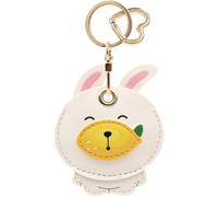 MC Fashion PU Leather Keychain Holder Case Compatible with AirTag, Cute Fruit Animal GPS Tracker Case Charm Key Ring (Lemon Bunny)