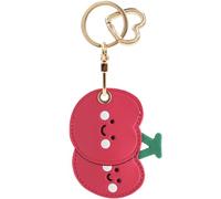 MC Fashion PU Leather Keychain Holder Case Compatible with AirTag, Cute Fruits and Vegetables GPS Tracker Case Charm Key Ring (Cherry)